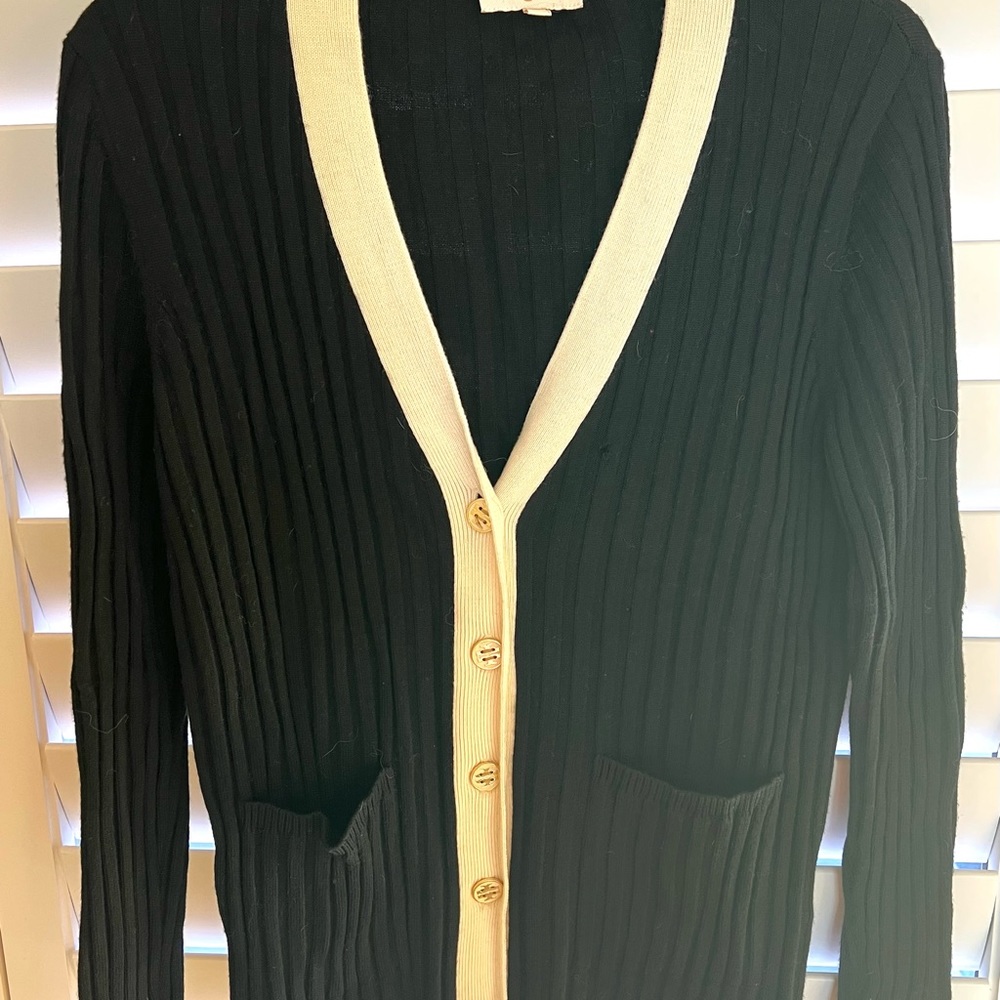 Vintage Tory Burch cotton cardigan- black& white - Large